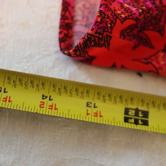 Nygard Bright Pink & Orange Paisley Front Tie Button Up Shirt Rolled Sleeve Lg - Picture 9 of 14